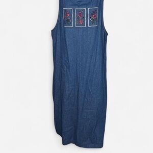 Vintage Original Ty Wear Floral Embroidered Denim Dress